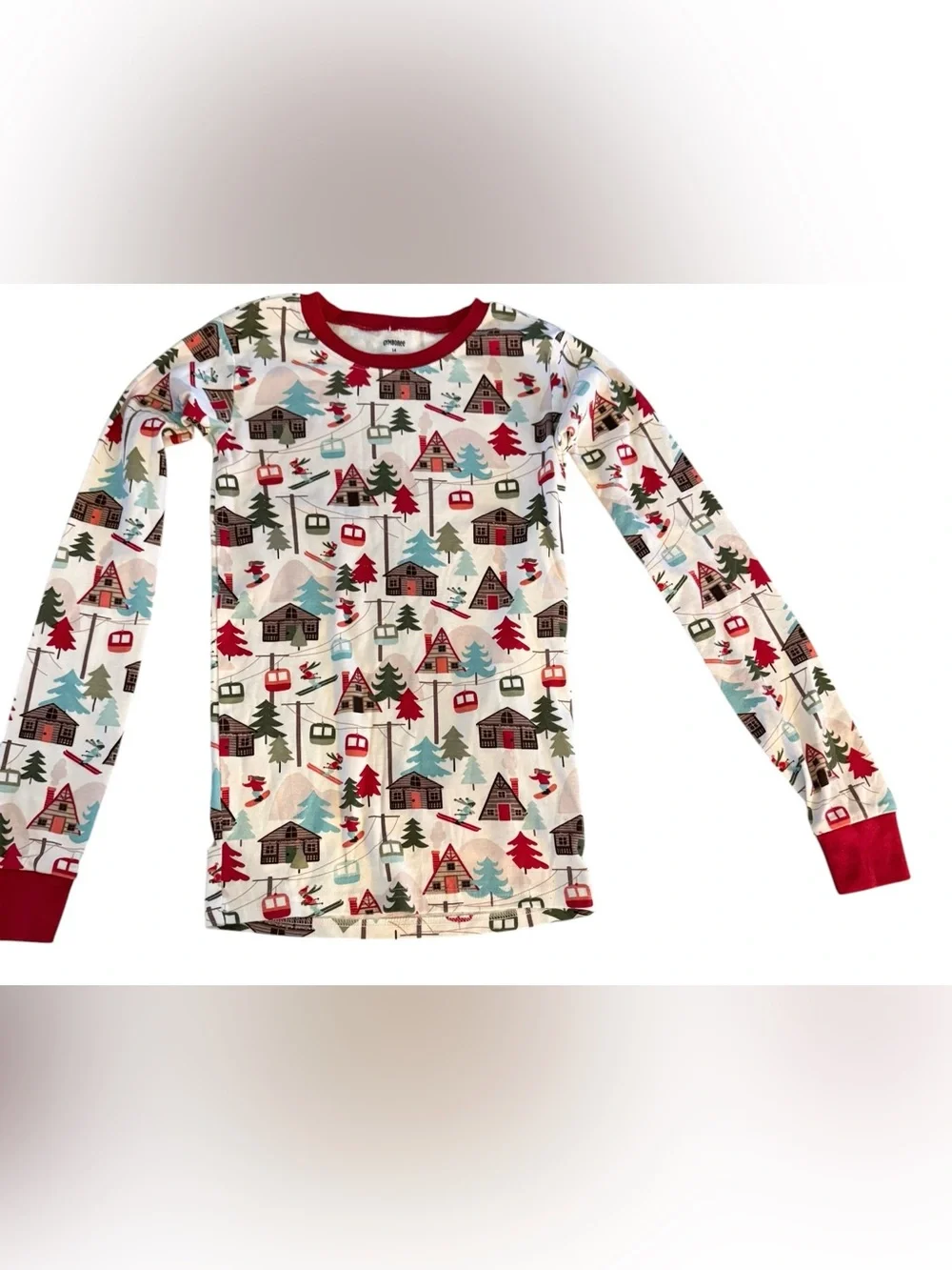 Gymboree Girls Size 14 Christmas Pajama Set Ski Lodge 100% Cotton NWT